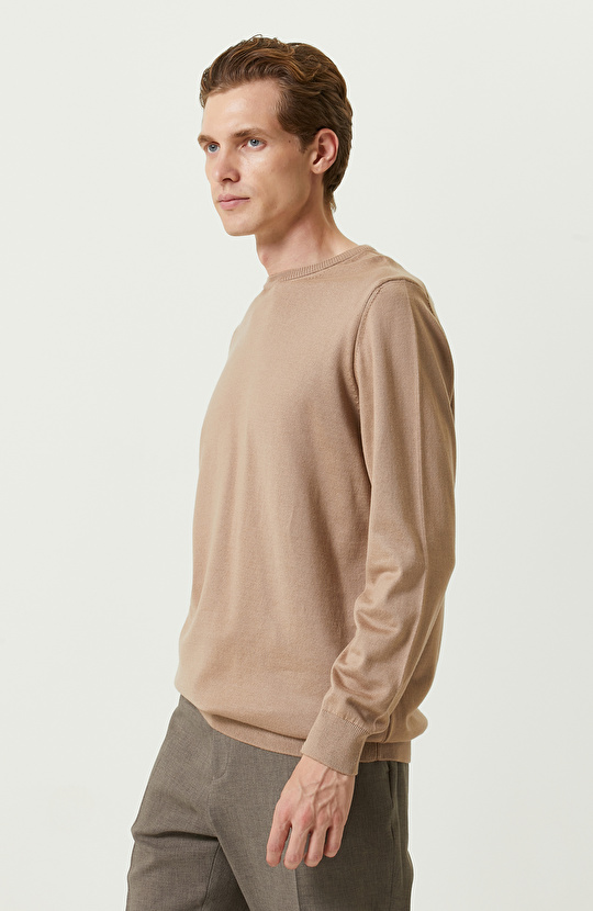 Bej Bisiklet Yaka Kazak