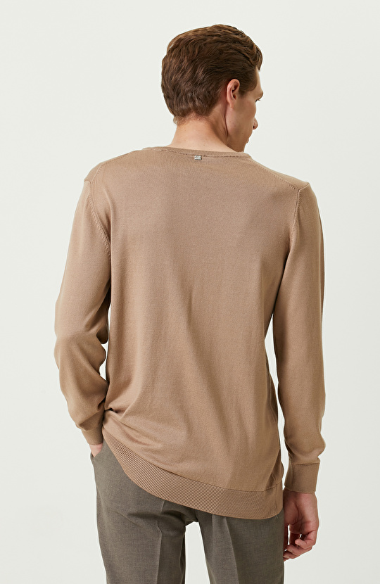 Bej Bisiklet Yaka Kazak