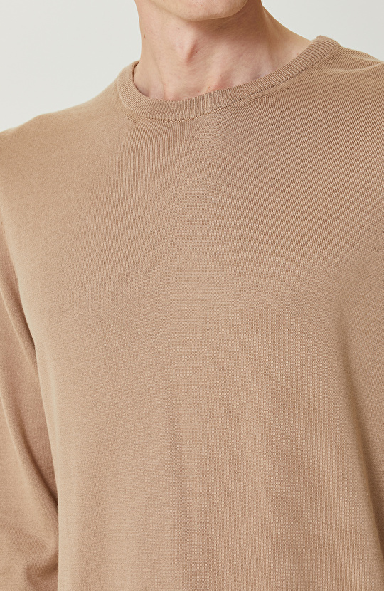 Bej Bisiklet Yaka Kazak