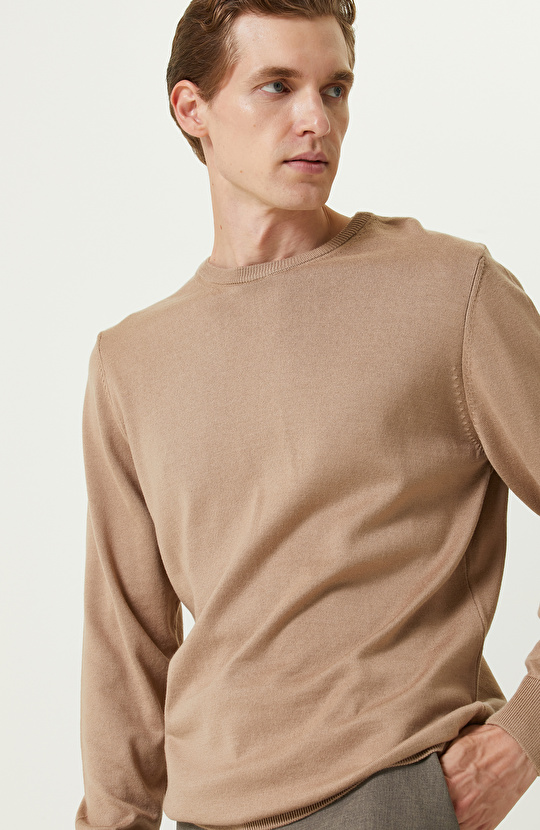 Bej Bisiklet Yaka Kazak