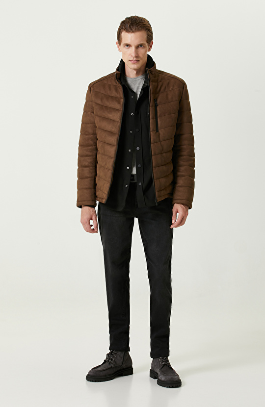 Gri Melanj Bisiklet Yaka Kazak