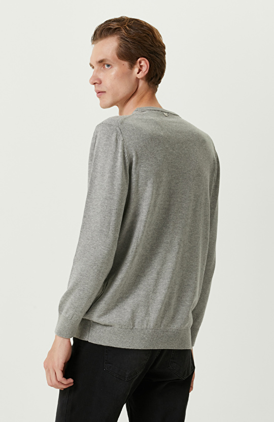 Gri Melanj Bisiklet Yaka Kazak