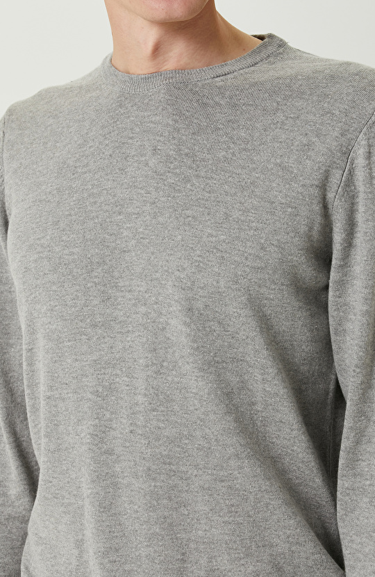 Gri Melanj Bisiklet Yaka Kazak