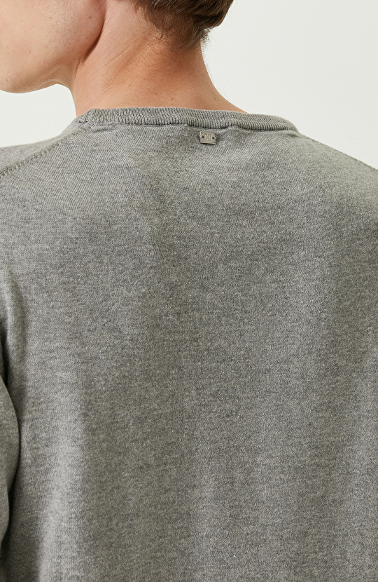 Gri Melanj Bisiklet Yaka Kazak