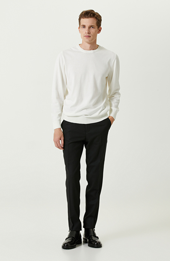 Ekru Bisiklet Yaka Kazak