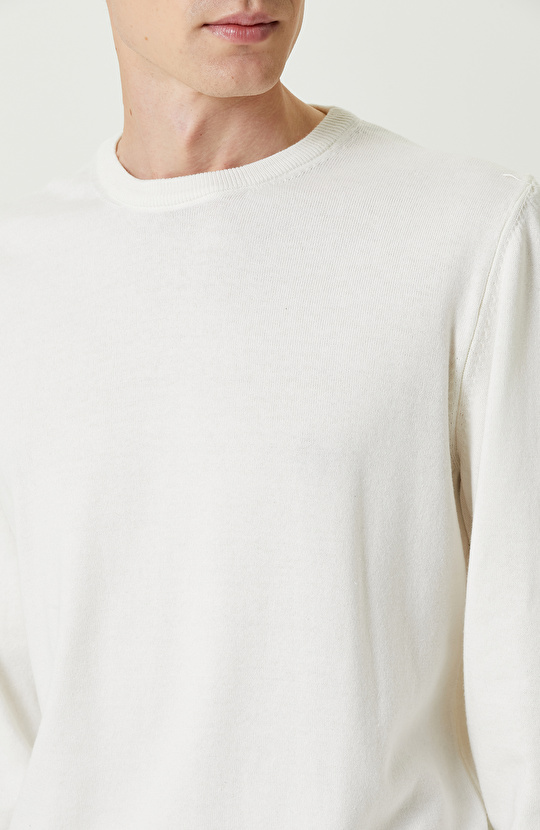 Ekru Bisiklet Yaka Kazak