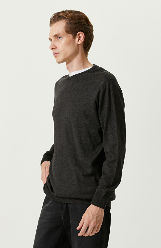 Antrasit Bisiklet Yaka Kazak