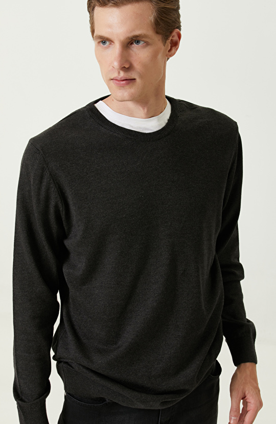 Antrasit Bisiklet Yaka Kazak