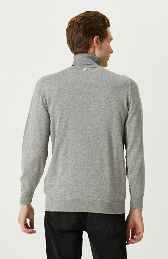 Gri Melanj Balıkçı Yaka Kazak