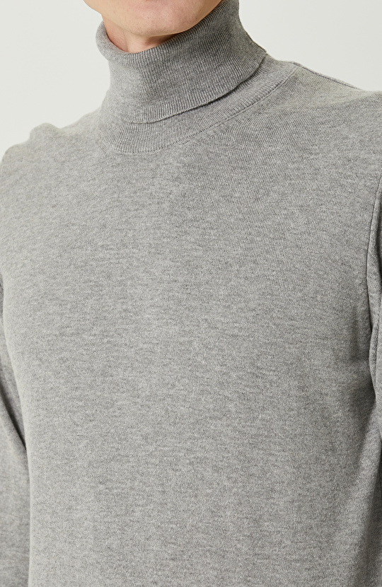 Gri Melanj Balıkçı Yaka Kazak