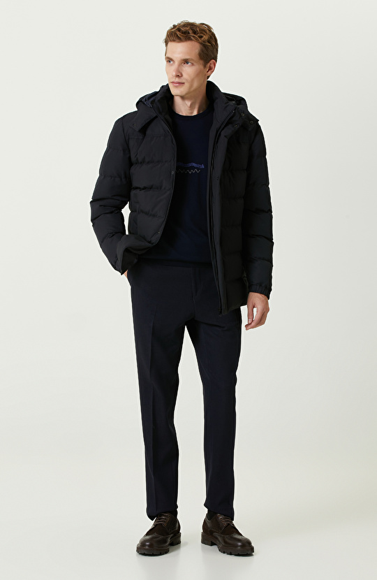 Lacivert Kapitone Mont