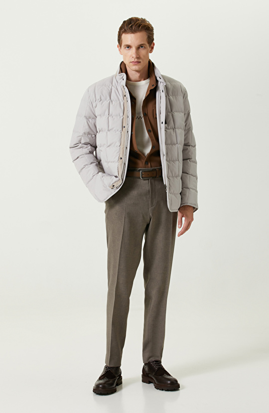 Taş Rengi Kapitoneli  Ceket