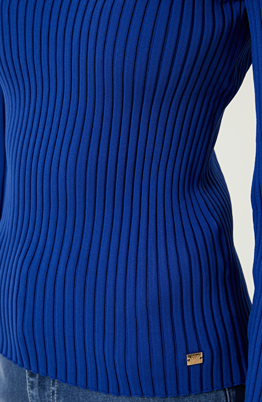 Saks Mavisi Örgü Kazak