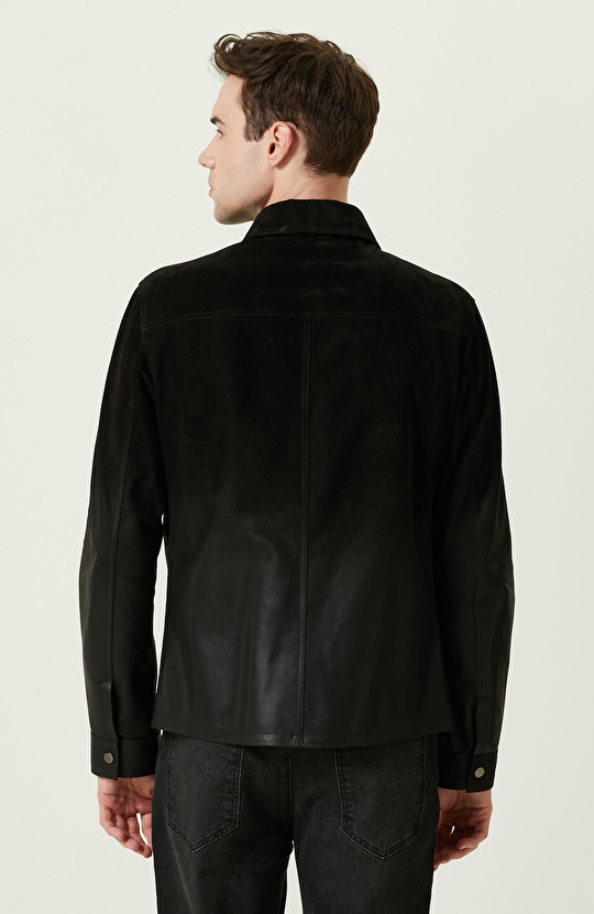 Siyah Süet Deri Mont