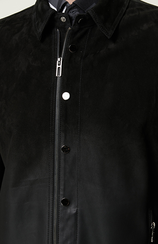 Siyah Süet Deri Mont