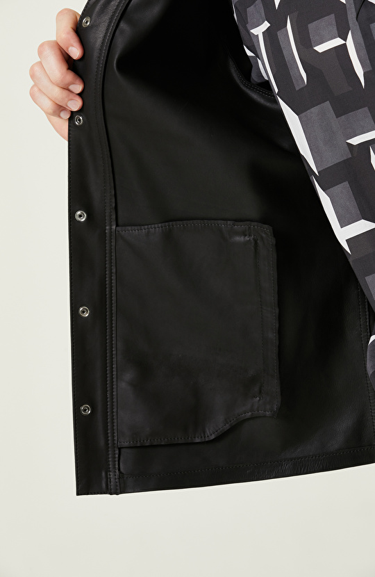 Siyah Süet Deri Mont