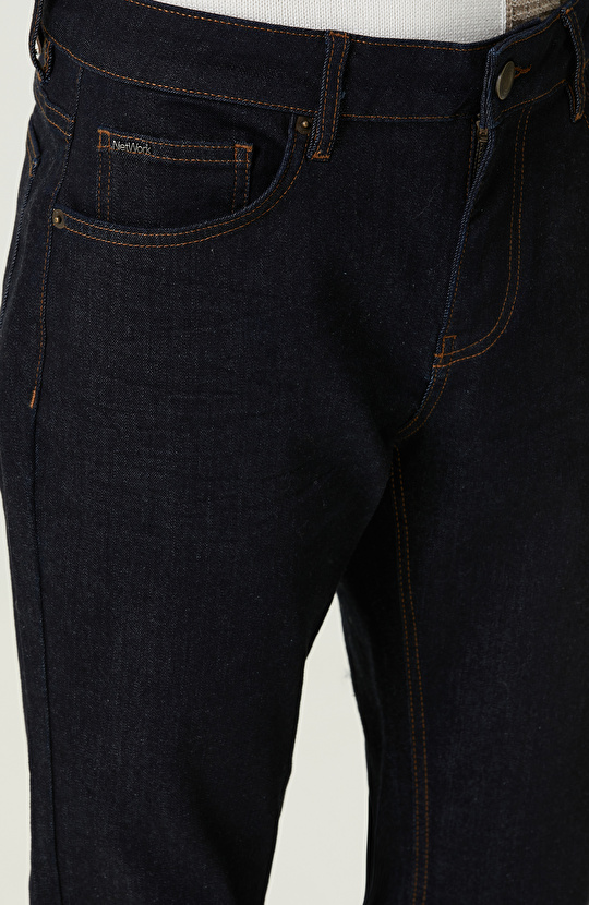 Normal Bel Lacivert Denim Pantolon