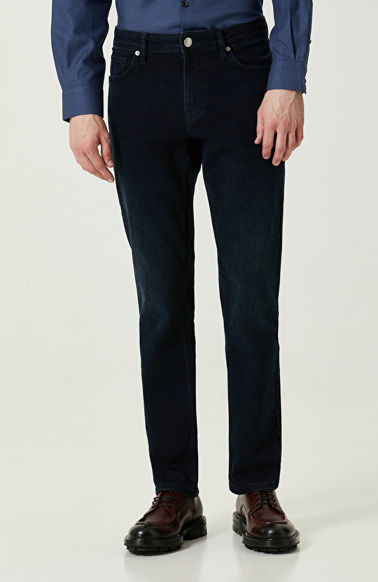 Düz Paça Lacivert Denim Pantolon