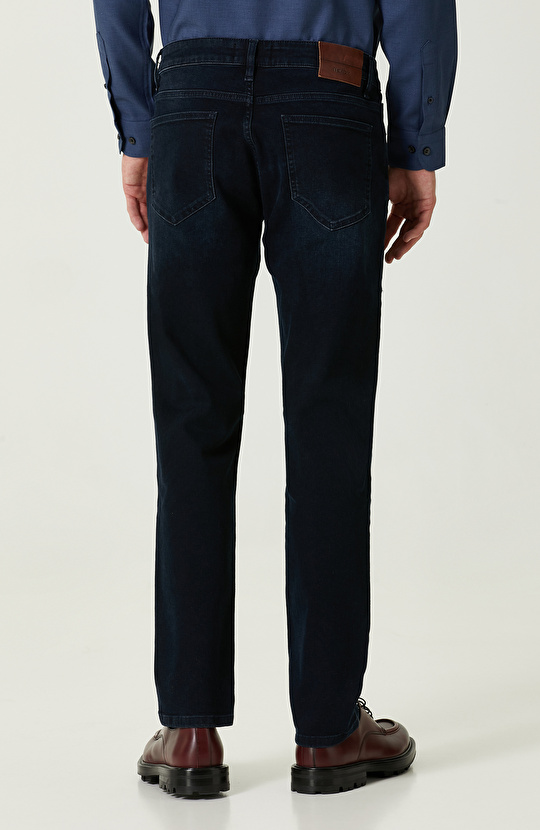 Düz Paça Lacivert Denim Pantolon