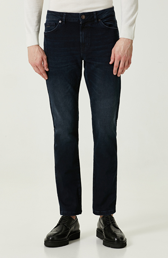 5 Cepli Normal Bel Lacivert Denim Pantolon