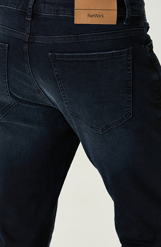 5 Cepli Normal Bel Lacivert Denim Pantolon