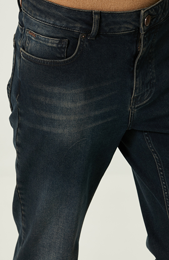 Normal Bel İndigo Denim Pantolon