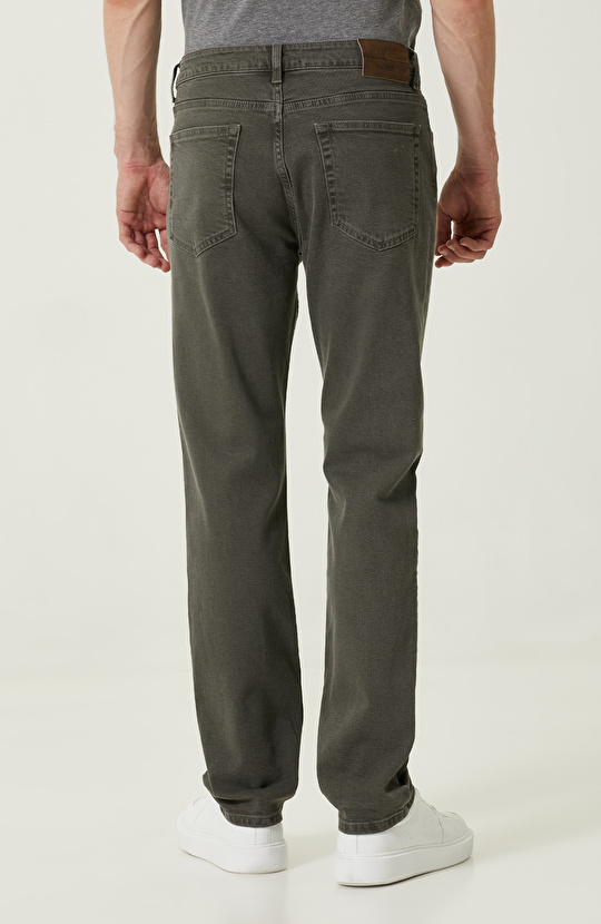 Normal Bel Haki Denim Pantolon