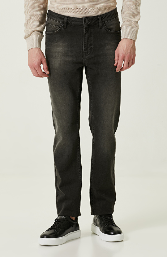 Antrasit Düz Paça Denim Pantolon