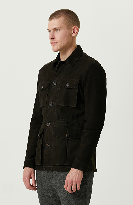 Kahverengi Süet Deri  Ceket