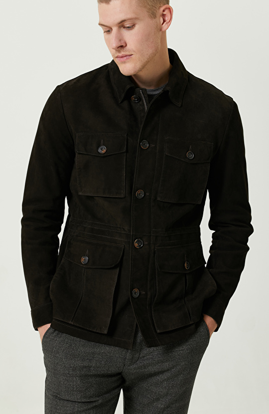 Kahverengi Süet Deri  Ceket