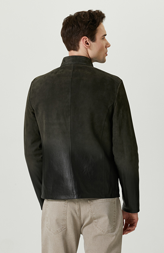 Haki Süet Deri Mont