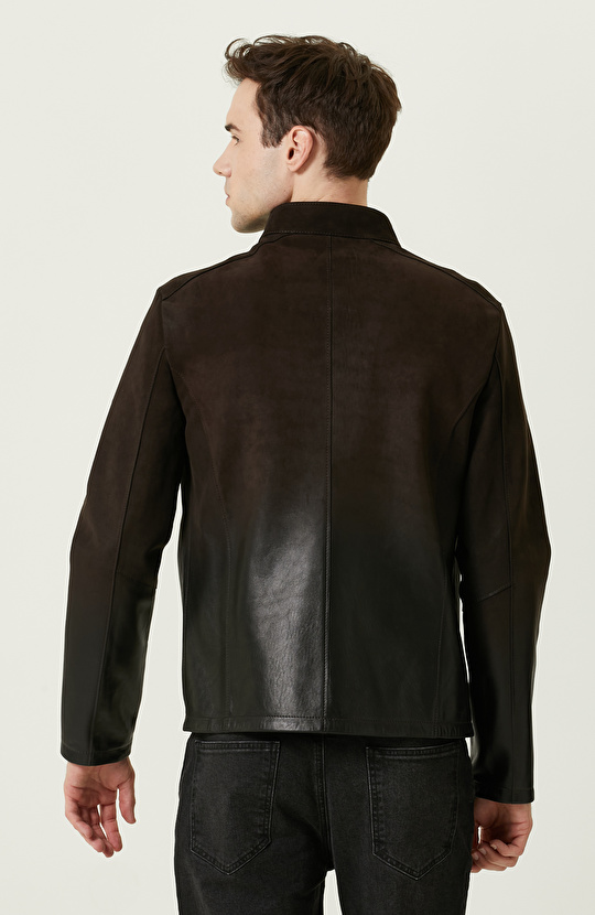 Kahverengi Süet Deri Mont