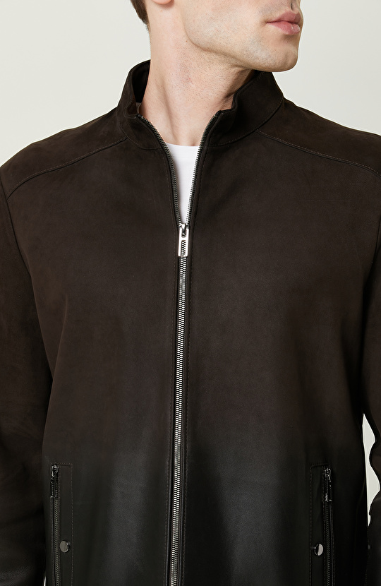 Kahverengi Süet Deri Mont