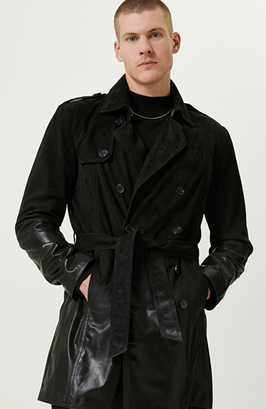 Siyah Limited Degrade Süet Pardesü