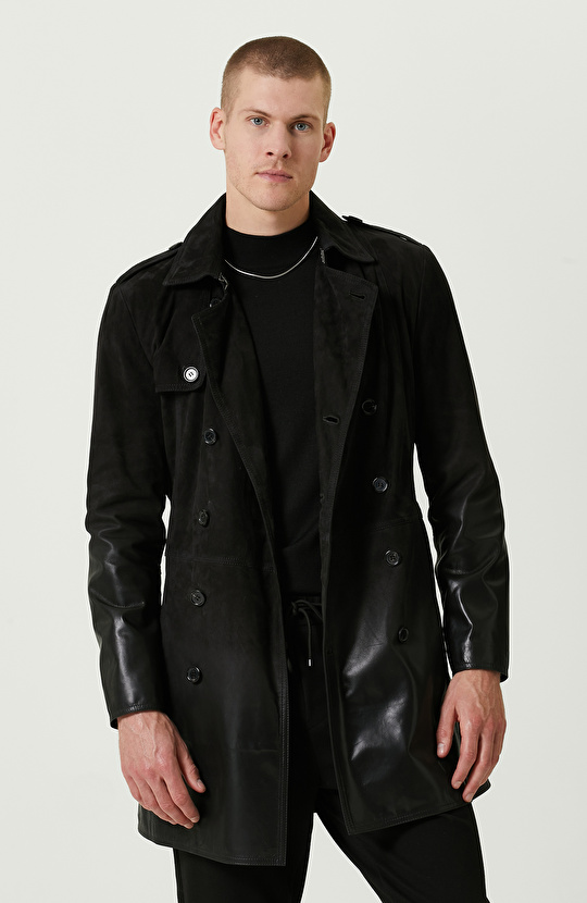 Siyah Limited Degrade Süet Pardesü