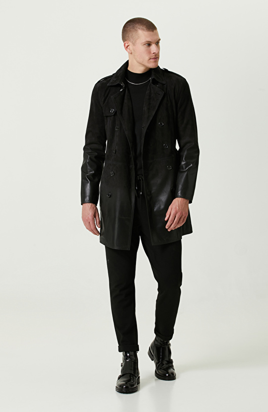 Siyah Limited Degrade Süet Pardesü