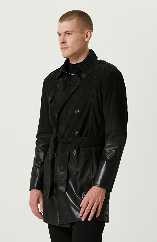 Siyah Limited Degrade Süet Pardesü