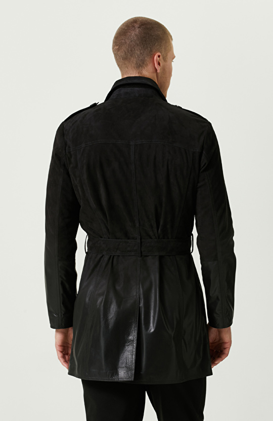 Siyah Limited Degrade Süet Pardesü