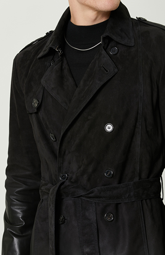 Siyah Limited Degrade Süet Pardesü