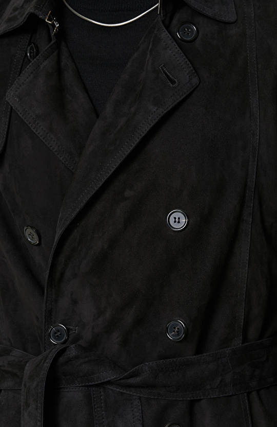 Siyah Limited Degrade Süet Pardesü