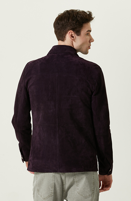 Mor Süet Deri Gömlek