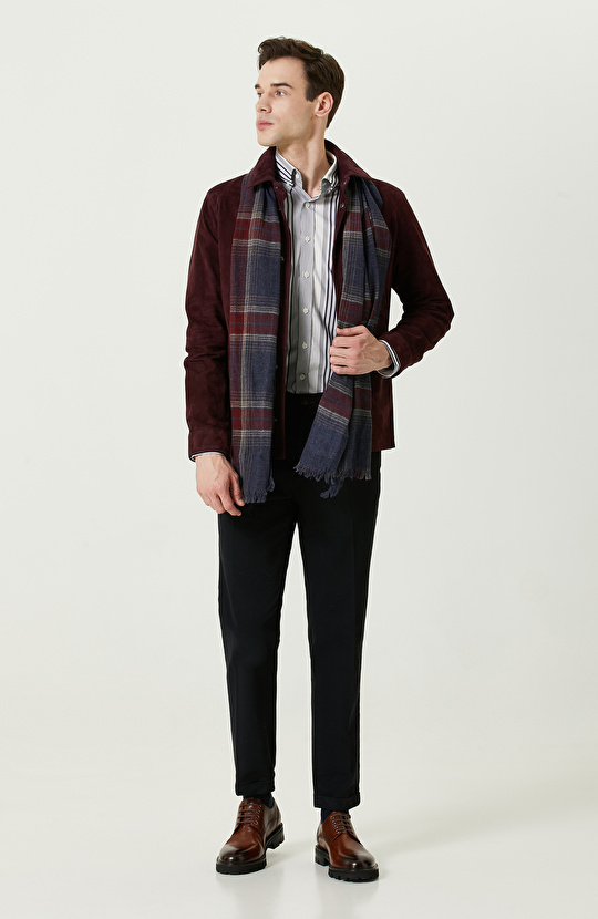 Bordo Süet Deri Gömlek