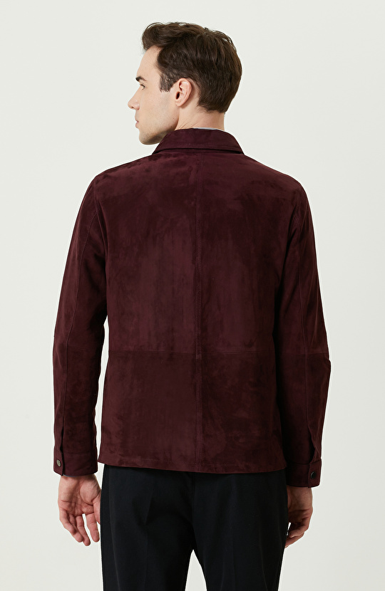 Bordo Süet Deri Gömlek