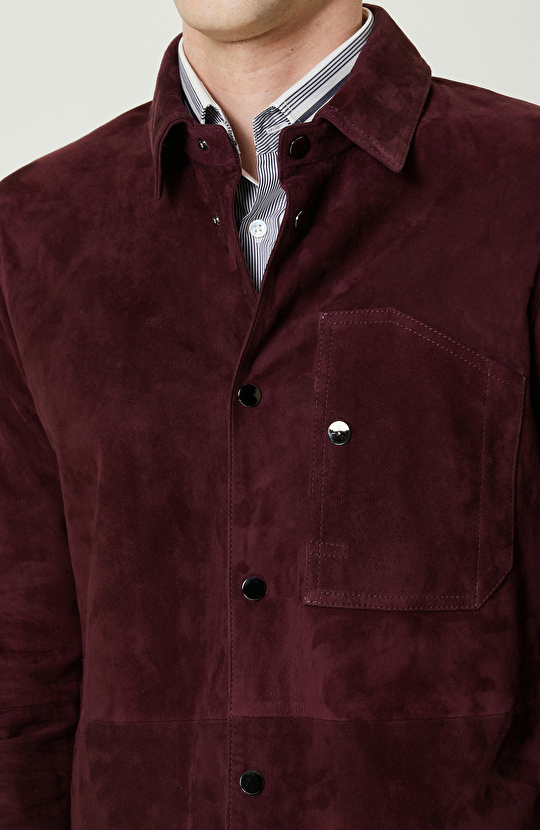 Bordo Süet Deri Gömlek