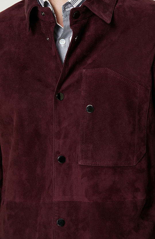 Bordo Süet Deri Gömlek