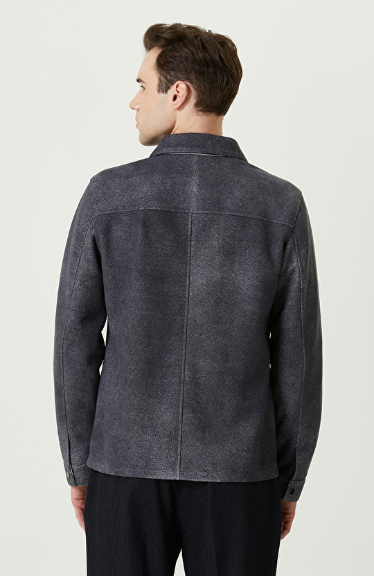 İndigo Süet Deri Mont