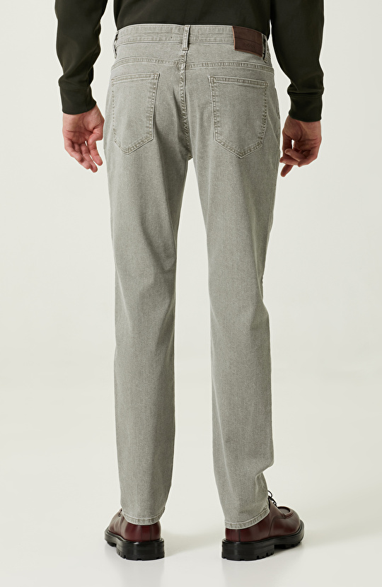 Düz Paça Haki Denim Pantolon