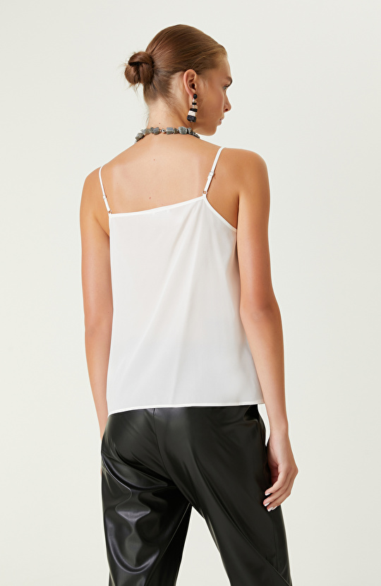 Limited Ekru Askılı İpek Bluz