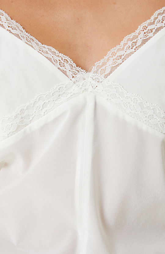 Limited Ekru Askılı İpek Bluz