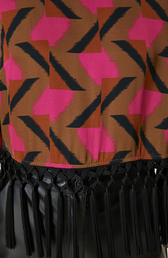 Kahverengi Desenli Bluz